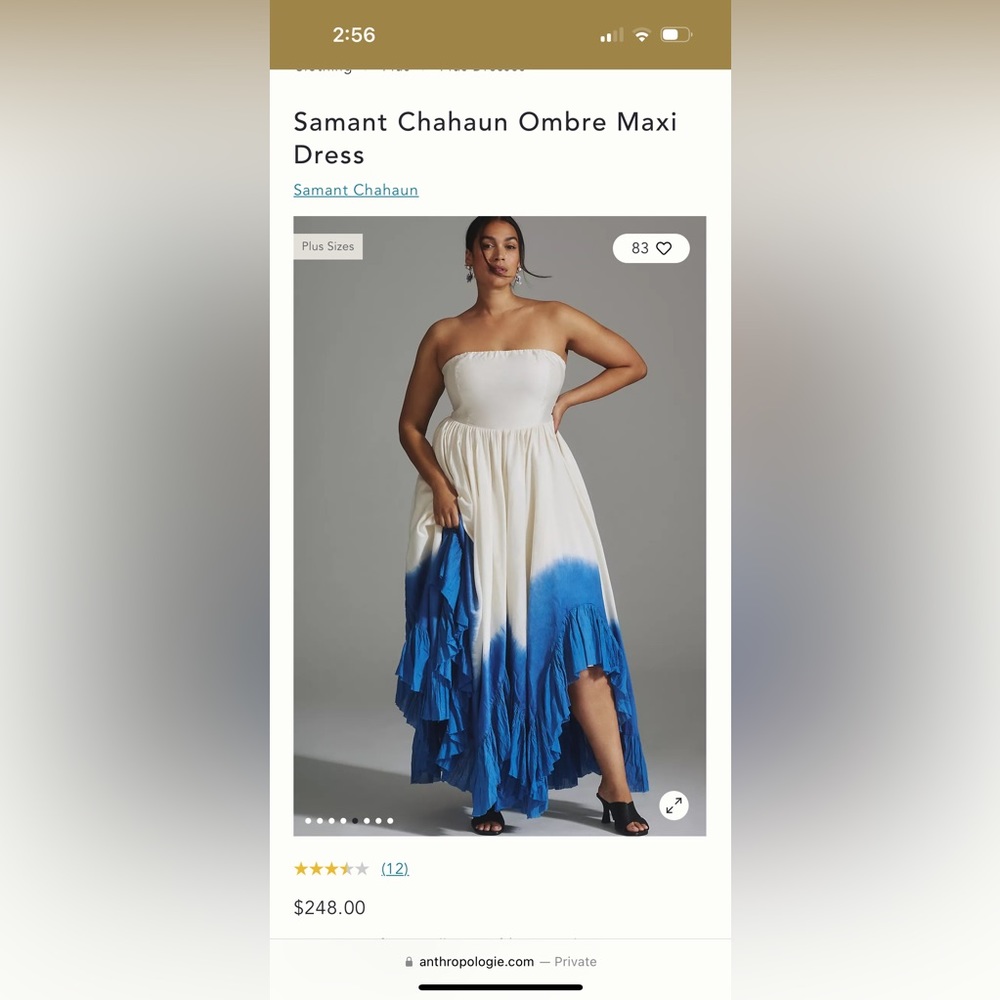 NWT Anthropologie plus size water color dress